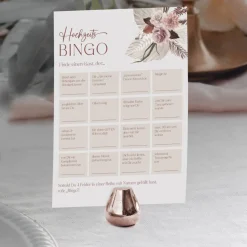 Hochzeitsbingo als Hochzeitsspiel für Brautpaar & Gäste im schönen floralen Design I 50 Blätter I CreativeRobin