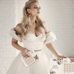 Hochzeitsbingo als Hochzeitsspiel für Brautpaar & Gäste im schönen floralen Design I 50 Blätter I CreativeRobin