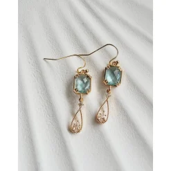 Hochzeitschmuck Gold mit Zirkonia,Braut Ohrringe,Vergoldete Ohrringe