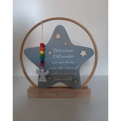 Hochzeitsdeko oder Geschenk für Schulkind / Erinnerung an Verstorbene / Stern im Ring mit Engel / Einschulungsgeschenk