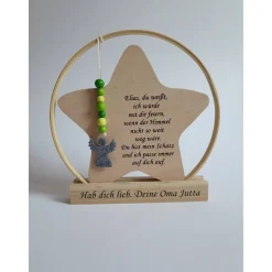Hochzeitsdeko oder Geschenk für Schulkind / Erinnerung an Verstorbene / Stern im Ring mit Engel / Einschulungsgeschenk