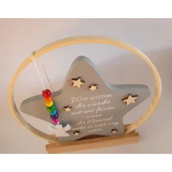 Hochzeitsdeko oder Geschenk für Schulkind / Erinnerung an Verstorbene / Stern im Ring mit Engel / Einschulungsgeschenk