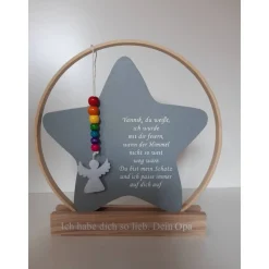 Hochzeitsdeko oder Geschenk für Schulkind / Erinnerung an Verstorbene / Stern im Ring mit Engel / Einschulungsgeschenk