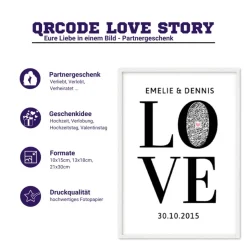 Hochzeitsgeschenk - Partnergeschenk - Personalisiertes Bild auf Leinwand 20x30cm | LOVE