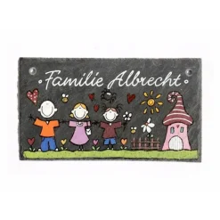 Hochzeitsgeschenk für das Brautpaar, Türschild aus Schiefer personalisiert mit Name und Figuren, einzigartiges Geschenk / Andenken zur Hochzeit, Jahrestagsgeschenk