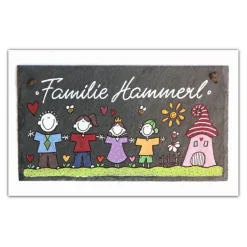 Hochzeitsgeschenk für das Brautpaar, Türschild aus Schiefer personalisiert mit Name und Figuren, einzigartiges Geschenk / Andenken zur Hochzeit, Jahrestagsgeschenk