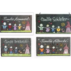 Hochzeitsgeschenk für das Brautpaar, Türschild aus Schiefer personalisiert mit Name und Figuren, einzigartiges Geschenk / Andenken zur Hochzeit, Jahrestagsgeschenk