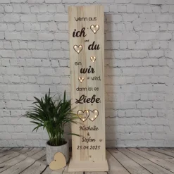 Hochzeitsgeschenk Geschenk zur Hochzeit / Jubiläum Du und Ich personalisiert beleuchtet
