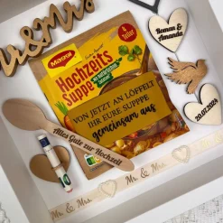 Hochzeitsgeschenk, Hochzeitssuppe, Rahmen, Löffel, Kleinigkeit zur Hochzeit, Kleinigkeiten zur Hochzeit, Liebe, Heirat
