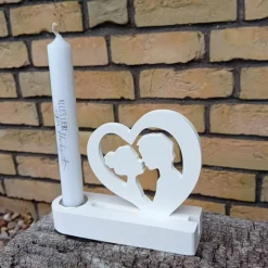 Hochzeitsgeschenk Kerzenhalter mit Kerze und Hochzeitspaar