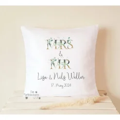 Hochzeitsgeschenk Kissen personalisiert mit Namen Brautpaar Geschenk