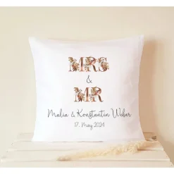 Hochzeitsgeschenk Kissen personalisiert mit Namen Brautpaar Geschenk