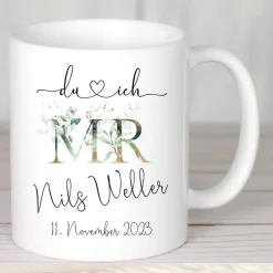 Hochzeitsgeschenk personalisiert Tassen Set mit Namen Brautpaar Hochzeit Geschenk Kaffeetasse