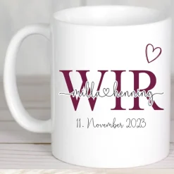 Hochzeitsgeschenk personalisiert Tassen Set mit Namen Brautpaar Hochzeit Geschenk Kaffeetasse