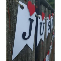 Hochzeitsgirlande Just Married Papiergirlande zur Hochzeit Wimpelkette Hochzeitsdeko Dekoration aus Papier Fahnengirlande Wedding