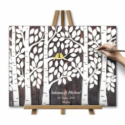 Hochzeitsgästebuch Leinwand – personalisierbarer Hochzeitsbaum mit Fingerabdruck