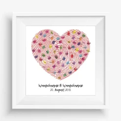 Hochzeitsgästebuch Leinwand personalisiert – Fingerabdruck Wedding Tree mit Namen – Geschenk für Brautpaar 50x50 cm