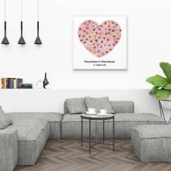 Hochzeitsgästebuch Leinwand personalisiert – Fingerabdruck Wedding Tree mit Namen – Geschenk für Brautpaar 50x50 cm