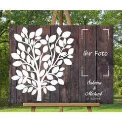 Hochzeitsgästebuch Leinwand mit Foto – personalisierter Hochzeitsbaum