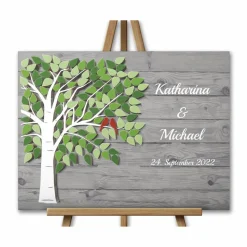 Hochzeitsgästebuch mit Fingerabdrücken – Personalisierter Leinwand Hochzeitsbaum