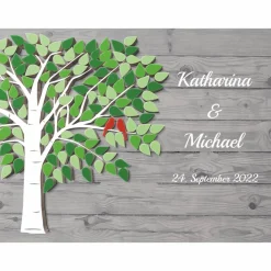 Hochzeitsgästebuch mit Fingerabdrücken – Personalisierter Leinwand Hochzeitsbaum