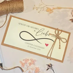 Hochzeitskarte personalisiert mit Namen & Datum – Geldgeschenk Hochzeit | Handgemachte Glückwunschkarte