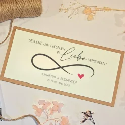 Hochzeitskarte personalisiert mit Namen & Datum – Geldgeschenk Hochzeit | Handgemachte Glückwunschkarte