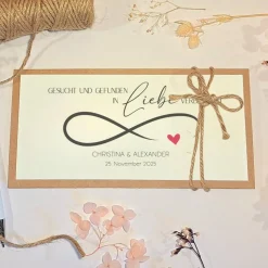 Hochzeitskarte personalisiert mit Namen & Datum – Geldgeschenk Hochzeit | Handgemachte Glückwunschkarte