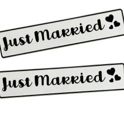 Hochzeitskennzeichen Herzchen – Just Married Deko für Hochzeitsauto & Fotorequisit personalisierbar