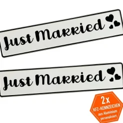 Hochzeitskennzeichen Herzchen – Just Married Deko für Hochzeitsauto & Fotorequisit personalisierbar