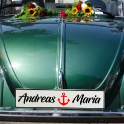 Hochzeitskennzeichen Kennzeichen Hochzeit mit Namen Deko Hochzeitsauto selbst gestalten Motiv Anker