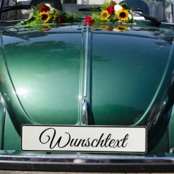 Hochzeitskennzeichen personalisiert – 2 Stück KFZ Kennzeichen mit Wunschtext – Deko fürs Hochzeitsauto