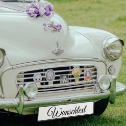 Hochzeitskennzeichen personalisiert – 2 Stück KFZ Kennzeichen mit Wunschtext – Deko fürs Hochzeitsauto