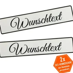 Hochzeitskennzeichen personalisiert – 2 Stück KFZ Kennzeichen mit Wunschtext – Deko fürs Hochzeitsauto