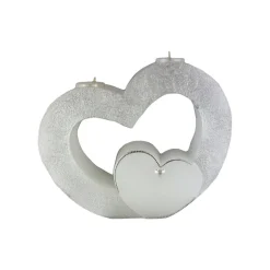 Hochzeitskerze 2 Dochte - Doppelherz mit zwei Teelichten, Traukerze, Außergewöhnliche Hochzeitskerze, 2 Dochtkerze
