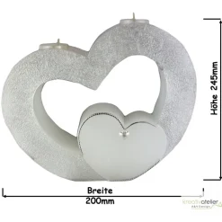Hochzeitskerze 2 Dochte - Doppelherz mit zwei Teelichten, Traukerze, Außergewöhnliche Hochzeitskerze, 2 Dochtkerze