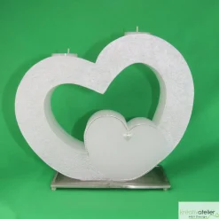 Hochzeitskerze 2 Dochte - Doppelherz mit zwei Teelichten, Traukerze, Außergewöhnliche Hochzeitskerze, 2 Dochtkerze