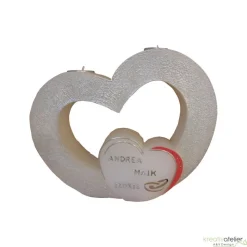 Hochzeitskerze 2 Dochte - Doppelherz mit zwei Teelichten, Traukerze, Außergewöhnliche Hochzeitskerze, 2 Dochtkerze