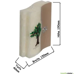 Hochzeitskerze 2 Dochte Doppelwelle in weiß mit Baum und Eheringen, außergewöhnliche Doppeldochtkerze