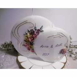 HOCHZEITSKERZE * Doppel-Discus * mit handgeformten Wachsrosen
