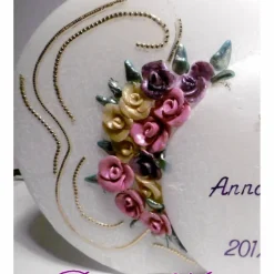 HOCHZEITSKERZE * Doppel-Discus * mit handgeformten Wachsrosen