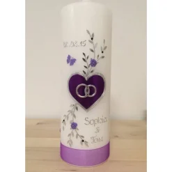 Hochzeitskerze - Hochzeitskerze Vintage- Kerze - inkl. Wachsbeschriftung - Wachsverzierungen - keine Folie