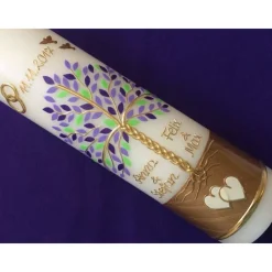 Hochzeitskerze - Hochzeitskerze Vintage - Lebensbaum - Baum -  Kerze - inkl. Wachsbeschriftung - Wachsverzierungen - kei