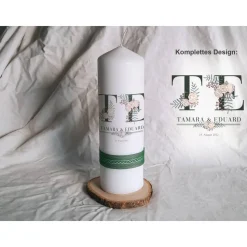 Hochzeitskerze Aquarellflowers Initialen