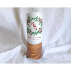 Hochzeitskerze Design Christmas Wreath - Holzkerze