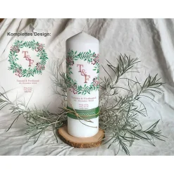 Hochzeitskerze Design Christmas Wreath - Stumpenkerze