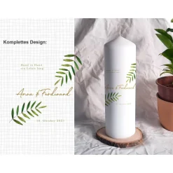 Hochzeitskerze Design Farn - Stumpenkerze