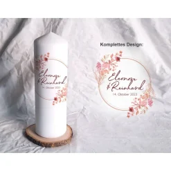 Hochzeitskerze Design Rosarot - Stumpenkerze