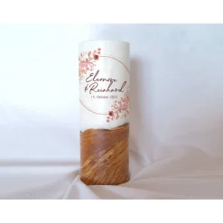 Hochzeitskerze Design Rosarot - Holzkerze