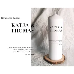Hochzeitskerze Design Typography - Stumpenkerze